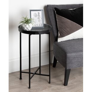 Black Metal Side Table Round / 40x40cm Decorative Round Metal Coffee